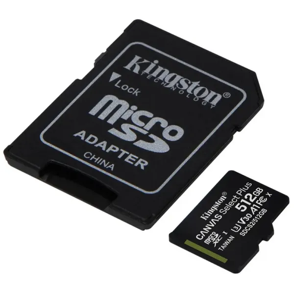 Карта пам'яті 512GB microSDXC C10 UHS-I U3 A1 R100/W85MB/s + SD Kingston (SDCS2/512GB) - Фото 2