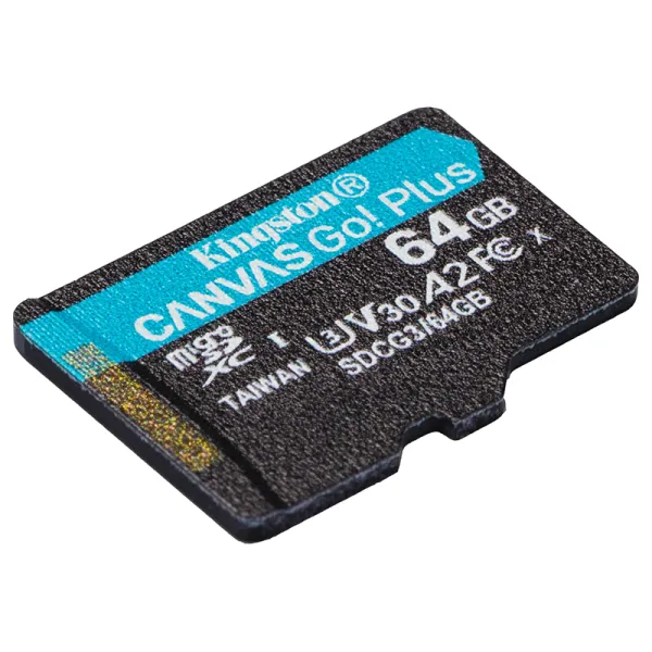 Карта памяти 64GB microSDXC C10 UHS-I U3 A2 R170/W70MB/s Kingston (SDCG3/64GBSP) - Фото 1