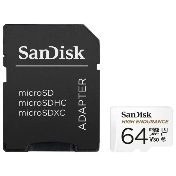 Карта пам'яті 64GB microSDXC C10 UHS-I U3 V30 R100/W40MB/s High Endurance SanDisk (SDSQQNR-064G-GN6IA) - Фото 1