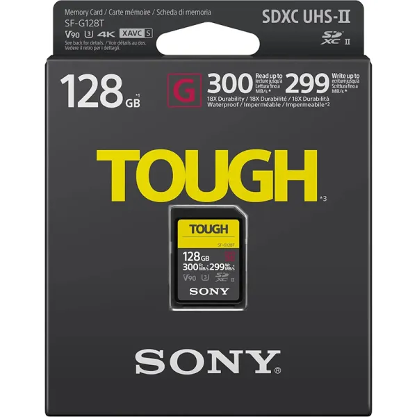 Карта памяти 128GB SDXC C10 UHS-II U3 V90 R300/W299MB/s Tough Sony (SFG1TG) - Фото 1