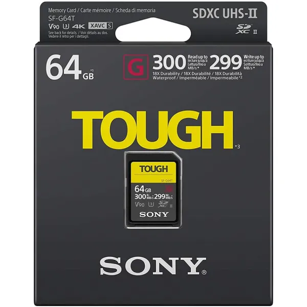 Карта памяти 64GB SDXC C10 UHS-II U3 V90 R300/W299MB/s Tough Sony (SF64TG) - Фото 1