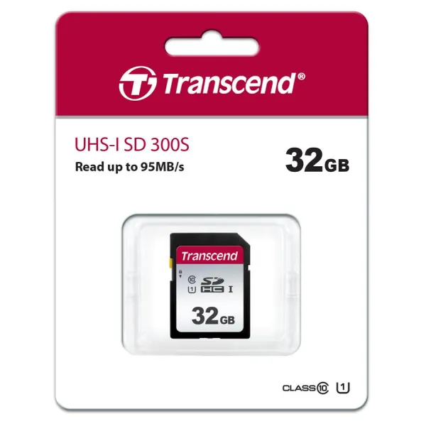 Карта памяти 32GB SDHC C10 UHS-I R100/W20MB/s Transcend (TS32GSDC300S) - Фото 1