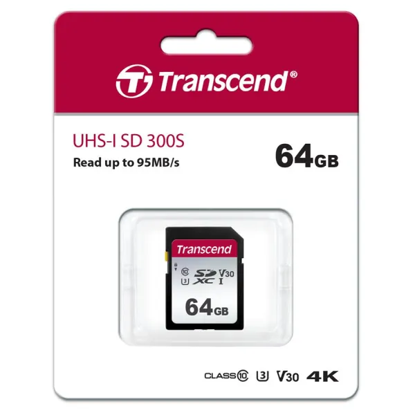 Карта пам'яті 64GB SDXC C10 UHS-I R100/W20MB/s Transcend (TS64GSDC300S) - Фото 1
