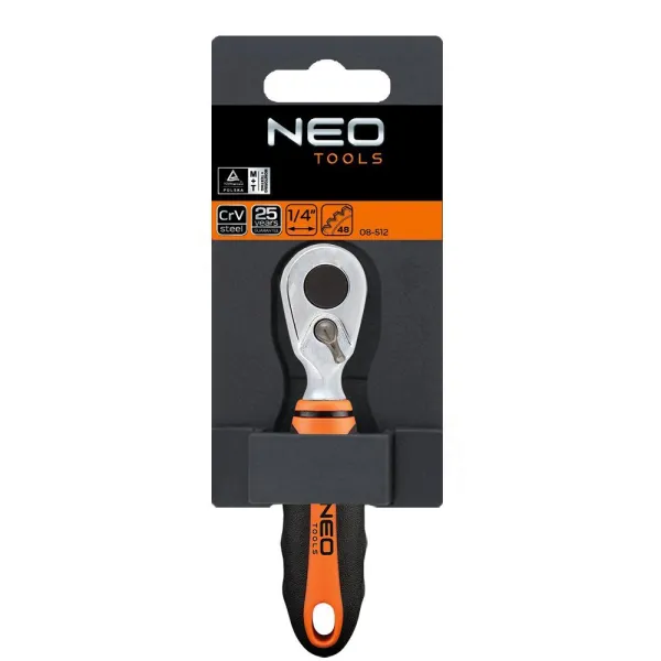 Ключ-тріскачка, 1/4", 105 мм, CrV, 48 зубців Neo Tools (08-512) - Фото 3