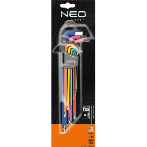 Ключи шестигранные, 1.5-10 мм, набор 9 шт. Neo Tools (09-512) - Фото 2