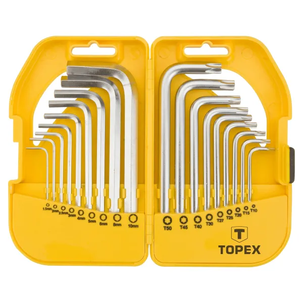 Ключи шестигранные HEX и Torx, набор 18 шт. TOPEX (35D952)