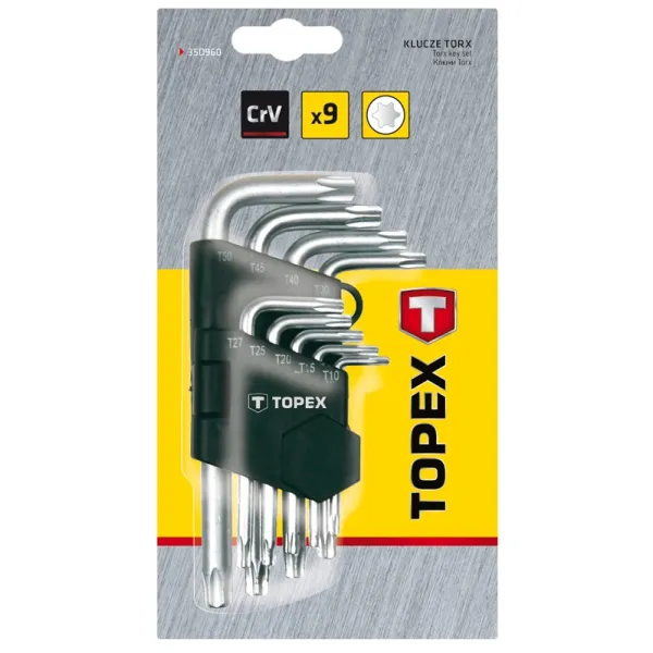 Ключи шестигранные Torx T10-T50, набор 9 шт. TOPEX (35D960) - Фото 1