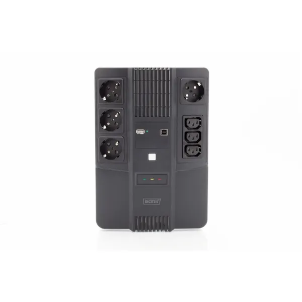 Джерело безперебійного живлення All in One, 800 VA/480W, LED, 4xSchuko/3xC13, RJ45, USB Digitus SCS (DN-170111) - Фото 1