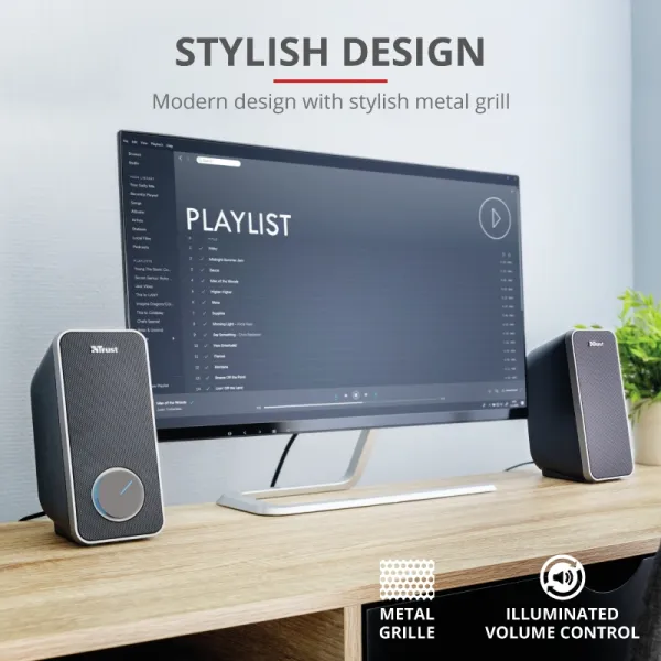 Система акустическая Arys 2.0, 14Вт, USB, AUX, чёрная Trust (20179_TRUST) - Фото 4