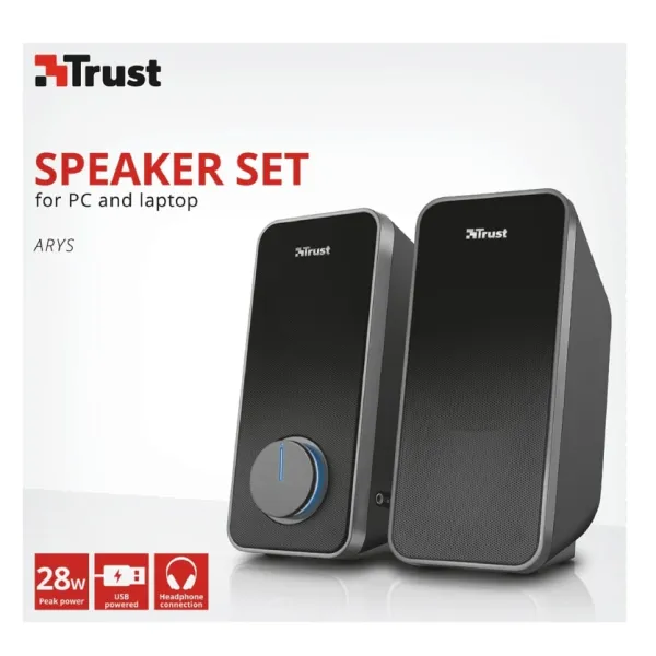Система акустическая Arys 2.0, 14Вт, USB, AUX, чёрная Trust (20179_TRUST) - Фото 8
