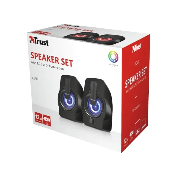 Система акустическая Gemi 2.0, USB, AUX, RGB, чёрная Trust (22948_TRUST) - Фото 3