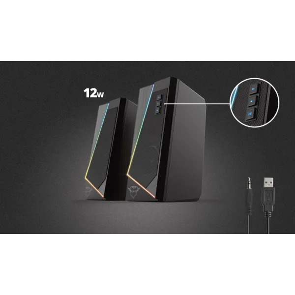 Система акустическая GXT 609 Zoxa 2.0, USB, AUX, RGB, чёрная Trust (24070_TRUST) - Фото 7