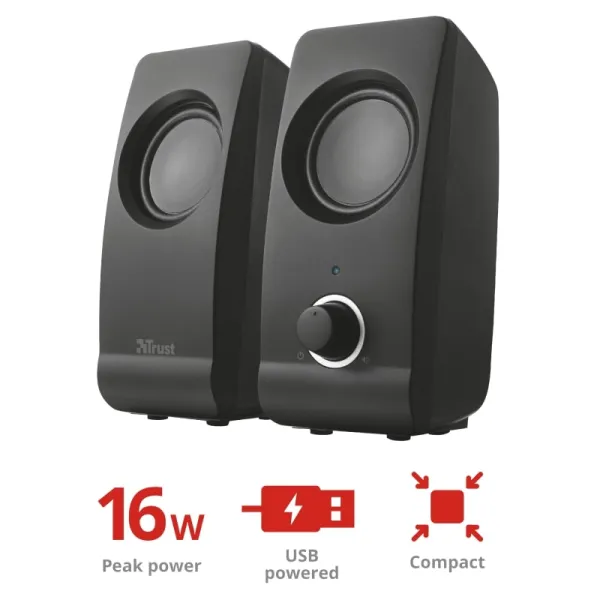 Система акустическая Remo 2.0, USB, AUX, чёрная Trust (17595_TRUST) - Фото 1