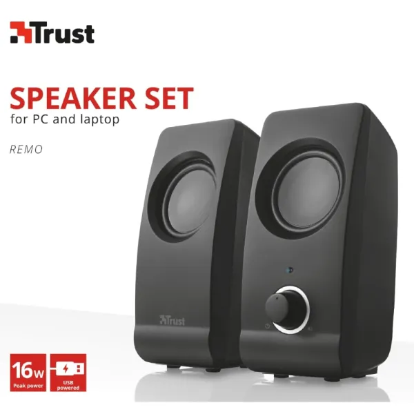 Система акустическая Remo 2.0, USB, AUX, чёрная Trust (17595_TRUST) - Фото 3