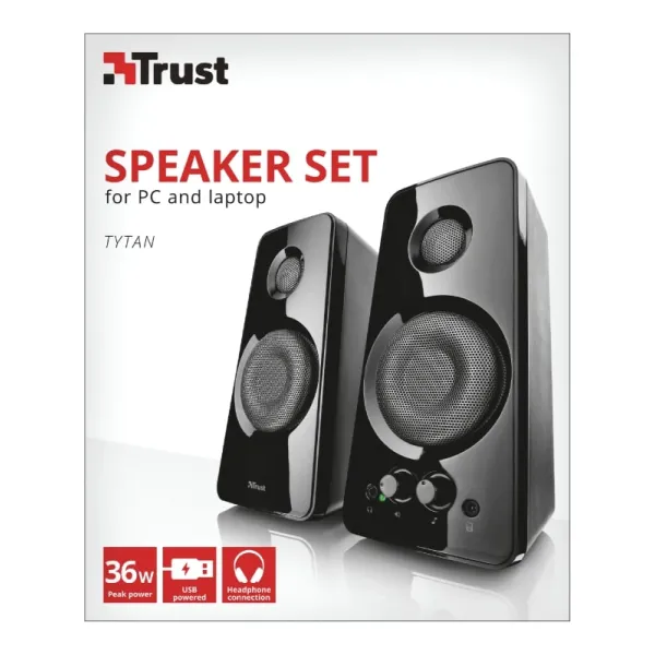 Система акустическая Tytan 2.0, 18Вт, USB, AUX, чёрная Trust (21560_TRUST) - Фото 1
