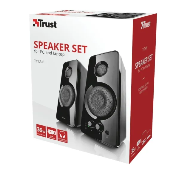 Система акустическая Tytan 2.0, 18Вт, USB, AUX, чёрная Trust (21560_TRUST) - Фото 2
