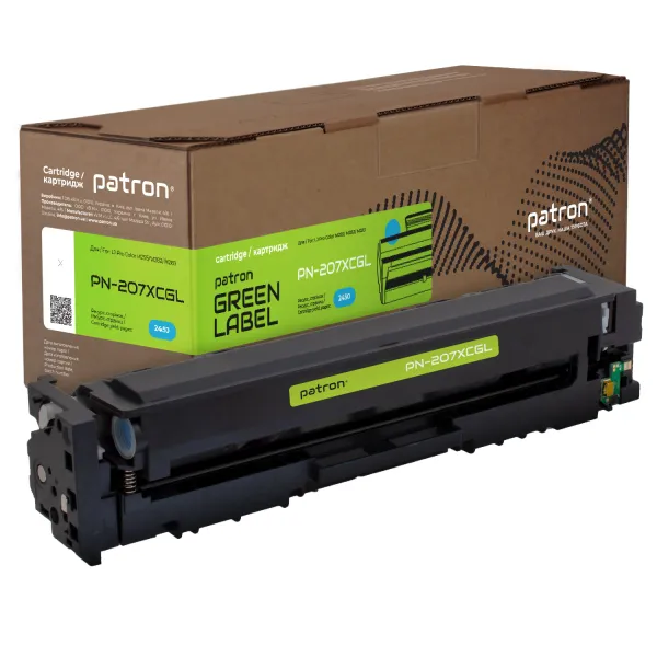 Картридж сумісний HP 207X (W2211X) Green Label, блакитний Patron (PN-207XCGL) - Фото 1