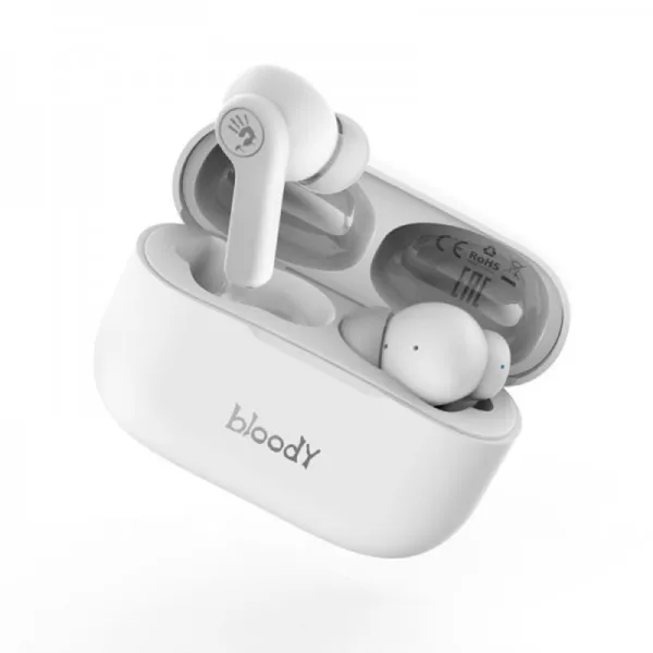 Наушники вакуумные вкладыши, беспроводные A4Tech (M30 Bloody (White)) - Фото 2