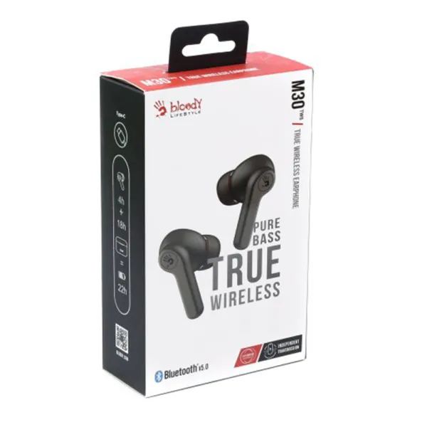 Наушники вакуумные вкладыши, беспроводные A4Tech (M30 Bloody (Black+Red)) - Фото 5
