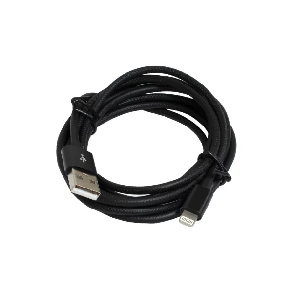 Кабель USB - Lightning 2,4А, 2 м черный Patron (PN-LIGHT-2M-B) - Фото 1