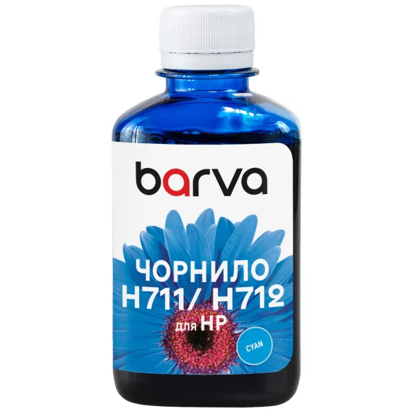 Чорнило для HP 711/712 C спеціальне 180 мл, водорозчинне, блакитне Barva (H711-858) - Фото 5