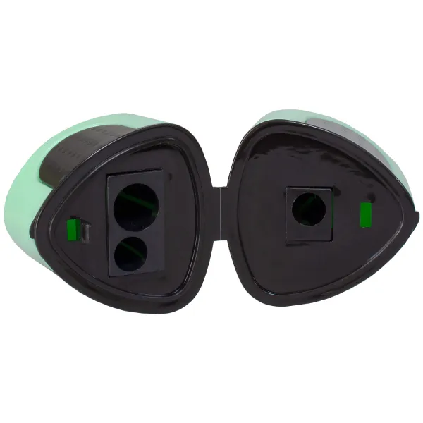 Точилка с контейнером, 3 отверстия, пластик, зеленая H-Tone (JJ30268-XP102-green) - Фото 1