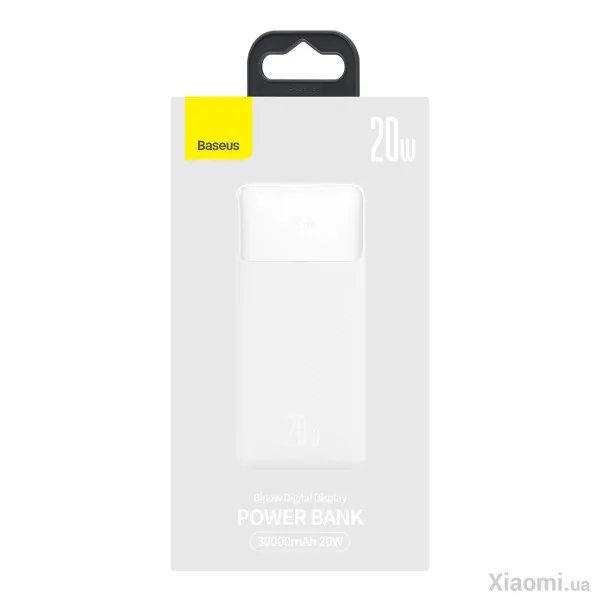 Аккумулятор внешний Power Bank 30000 mAh PD+2xQuick Charge 3.0 20W, белый Baseus (PPDML-N02) - Фото 3