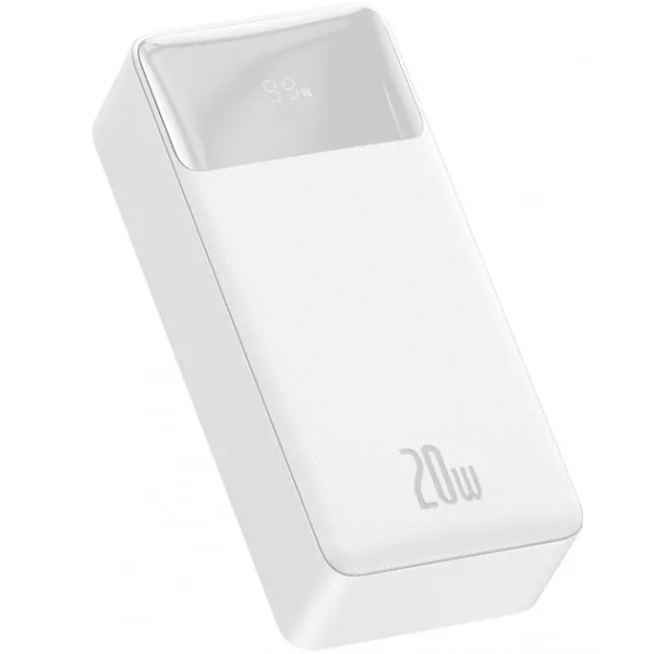 Аккумулятор внешний Power Bank 30000 mAh PD+2xQuick Charge 3.0 20W, белый Baseus (PPDML-N02) - Фото 3