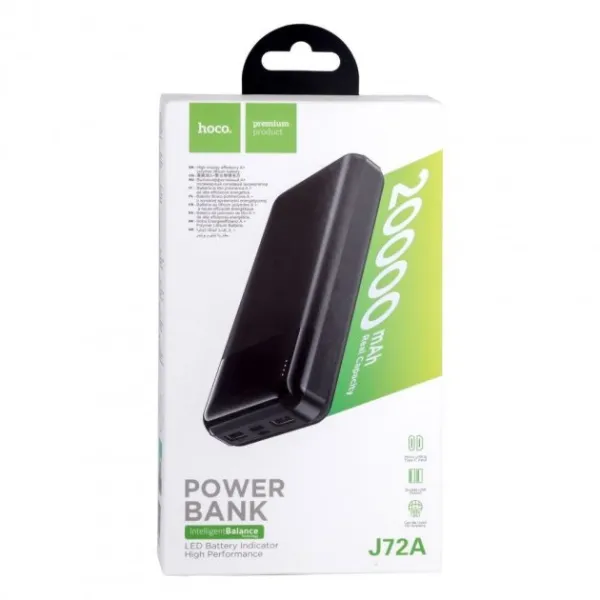 Аккумулятор внешний Power Bank 20000 mAh, черный Hoco (J72A) - Фото 1