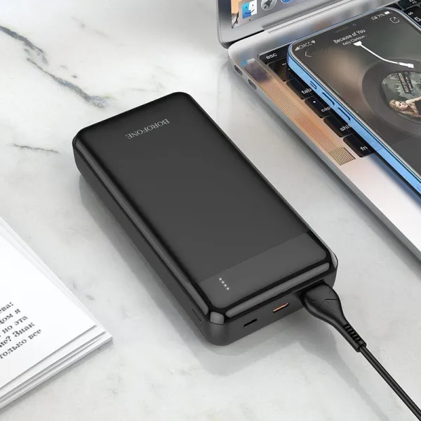 Аккумулятор внешний Power Bank 20000 mAh PD 20W+Quick Charge 3.0, черный Borofone (BJ19A) - Фото 1