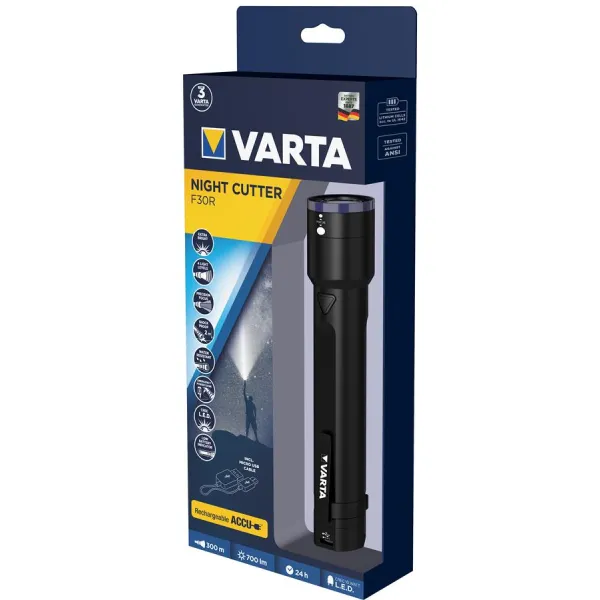 Фонарь Night Cutter F30R, Micro-USB Varta (18901101111) - Фото 1