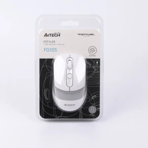 Мышь USB бесшумная Fstyler белая A4tech (FG10S (White) - Фото 3