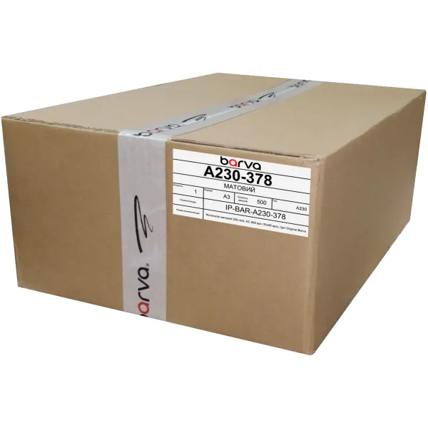 Фотобумага матовая 230 г/м2, А3, 500 л (10х50 л), bulk Original Barva (IP-A230-378)