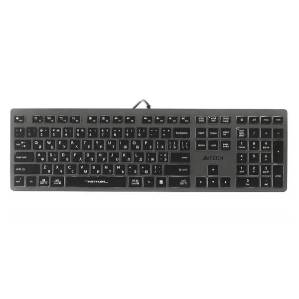 Клавиатура USB Fstyler FX60, серая A4Tech (FX60 USB (Grey) White backlit)