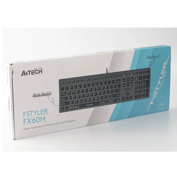 Клавиатура USB Fstyler FX60, серая A4Tech (FX60 USB (Grey) White backlit) - Фото 5