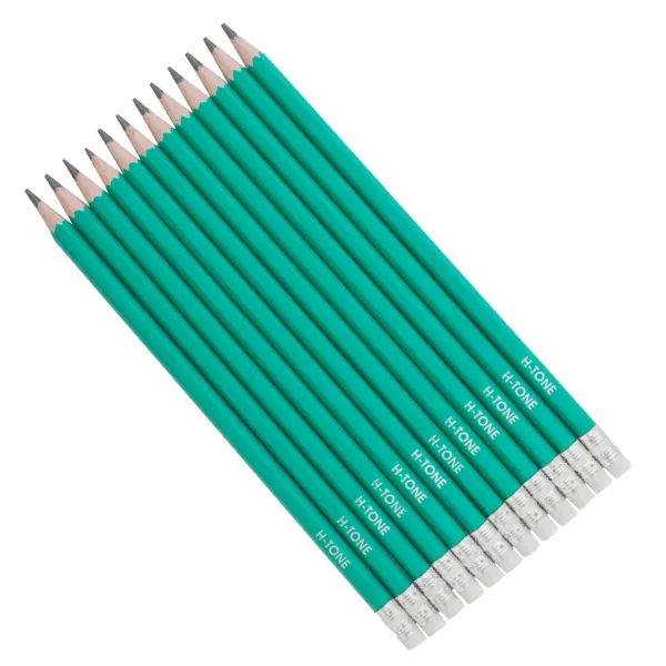 Олівець графітний HB, пластиковий, з гумкою, зелений, 1 шт. H-Tone (JJ30104)