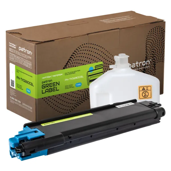 Тонер-картридж сумісний Kyocera Mita TK-5280C блакитний Green Label Patron (PN-TK5280CGL) - Фото 1