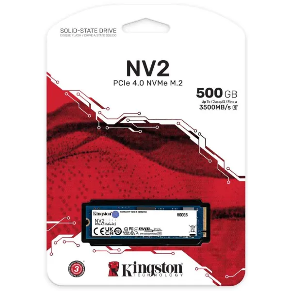 Накопитель SSD NV2 500GB, M.2, PCIe 4.0 Kingston (SNV2S/500G) - Фото 1