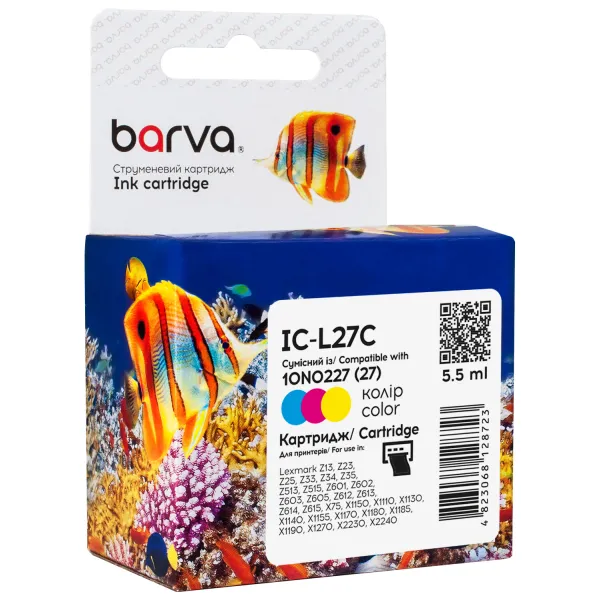 Картридж струйный Lexmark 27 (10N0227) 140 стр, 3-х цветный Barva (IC-L27C)