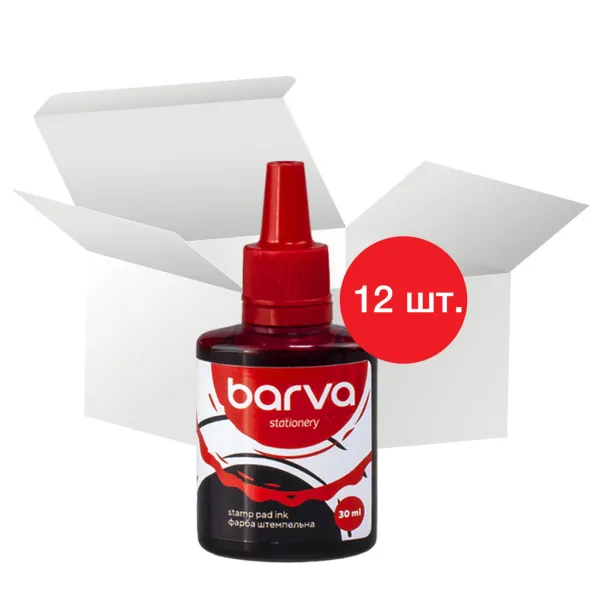 Фарба штемпельна 30 мл, упаковка 12 шт, червона Barva (SPI-R-003-12) - Фото 4
