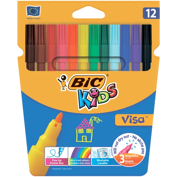 Фломастеры 12 цветов Кидз Виза 880 BIC (bc888695)