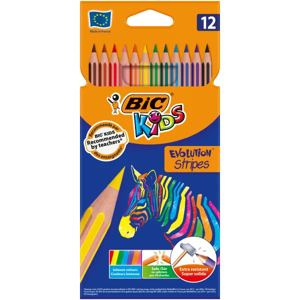 Карандаши цветные 12 цветов Эволюшн Стрипс Bic (bc9505221)