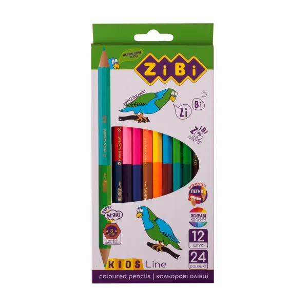 Карандаши цветные 24 цвета, 12 шт, Kids Line Double ZiBi (ZB.2463) - Фото 3
