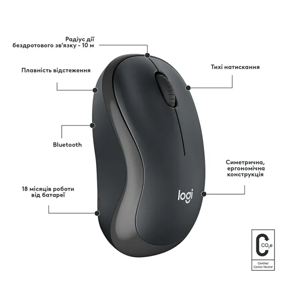 Мышь беспроводная M240 Silent, графитовая Logitech (910-007119) - Фото 4