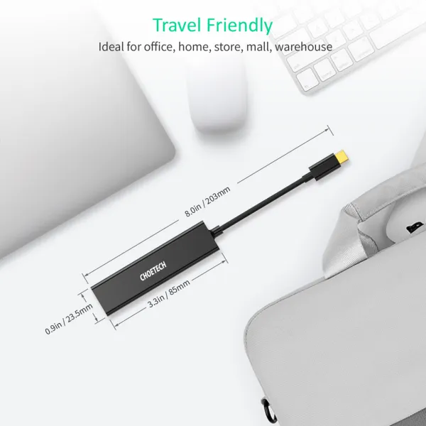 Адаптер 4-в-1 USB-C к RJ45 черный Choetech (HUB-U02-BK) - Фото 3