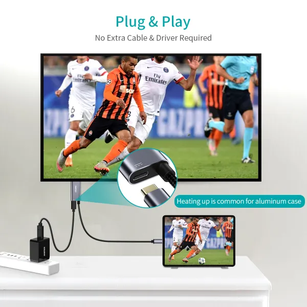 Кабель Type-C на HDMI с адаптером PD  60W, 1,8 м черный с серым Choetech (XCH-M180) - Фото 2