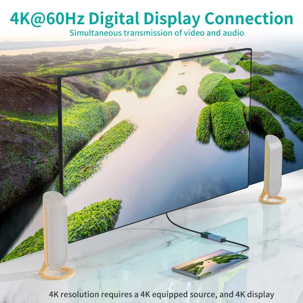 Адаптер Type-C к Display Port коаксиальный кабель, серый Choetech (HUB-H11-GY-V2) - Фото 4