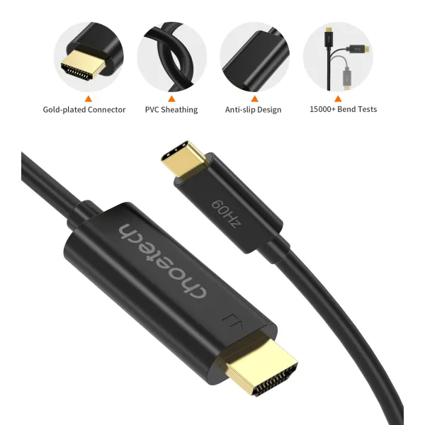 Кабель Type-C - HDMI, 1,8 м черный Choetech (CH0019-BK-V3) - Фото 3