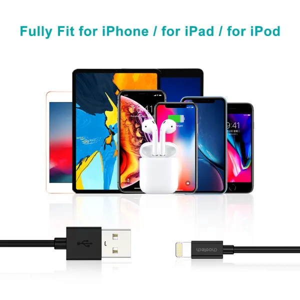 Кабель USB - Lightning 1,8 м чорний Choetech (IP0027-BK) - Фото 3