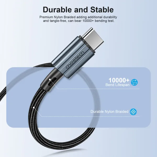 Кабель Type-C - Type-C, PD 60W, 1,2 м черный Choetech (XCC-1014-BK) - Фото 3